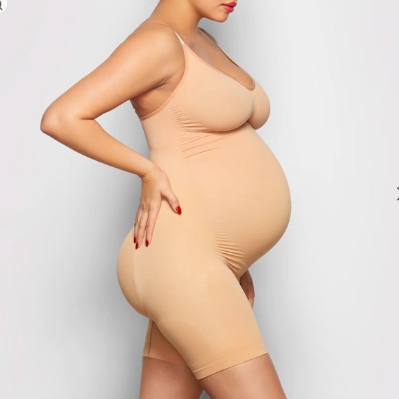 NWOT MATERNITY SCULPTING BODYSUIT MID THIGH IN OCHRE XXS/XS - Picture 6 of 12